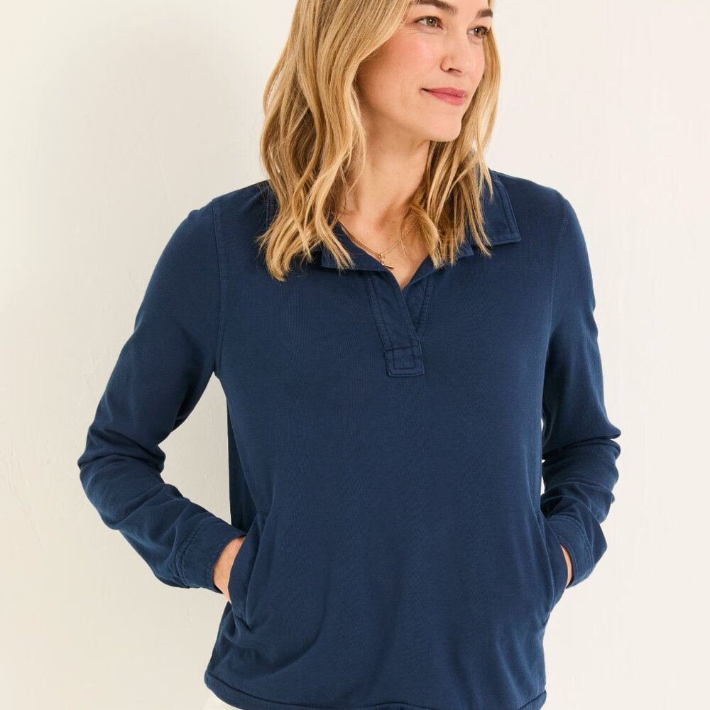 NWOT Fatface Navy Popover Jersey Shirt / US8 UK10